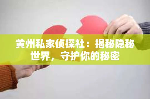 黄州私家侦探社：揭秘隐秘世界，守护你的秘密
