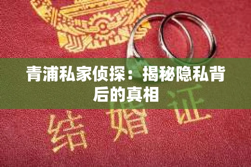 青浦私家侦探：揭秘隐私背后的真相