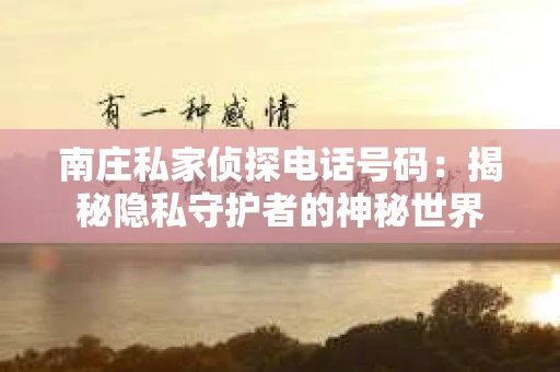 南庄私家侦探电话号码：揭秘隐私守护者的神秘世界