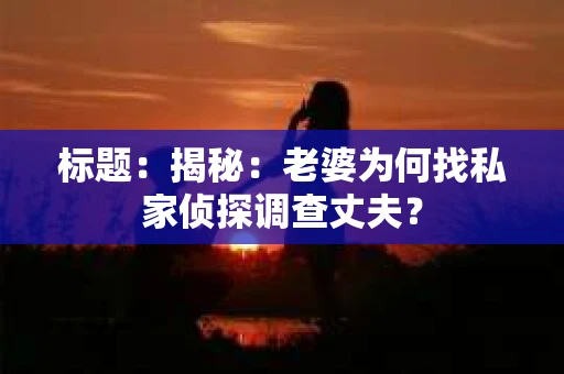 标题：揭秘：老婆为何找私家侦探调查丈夫？